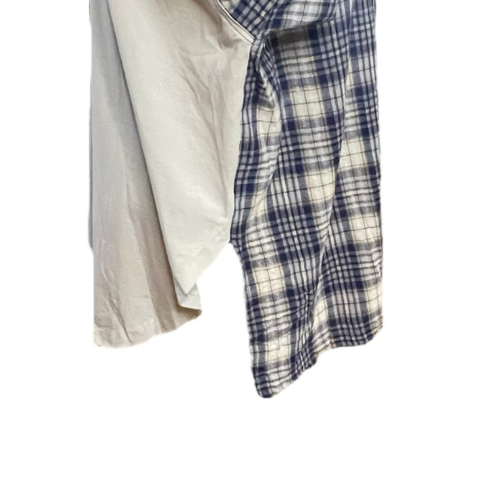 New Off-white,  Navy Blue Mixed Print Half Button Pullover Top Plus Size 2X - Picture 5 of 9